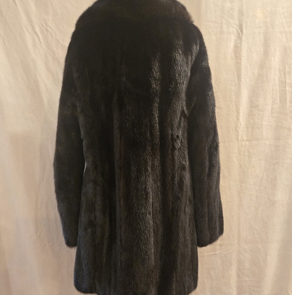 Vintage 1970s Mink Fur Belted Leather Coat Womens Small Medium - Picture 3 of 16
